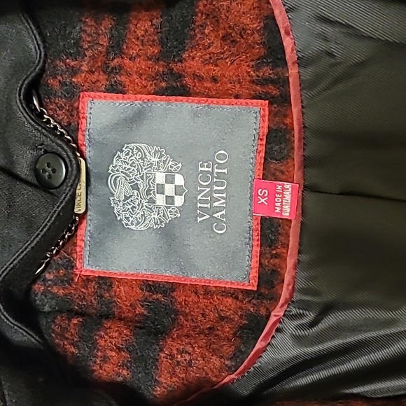 New Vince Camuto red and black plaid wool coat - Picture 9 of 16